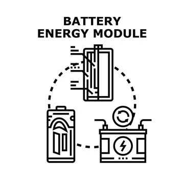 Battery energy module concept for electrical power storage Stock Illustration