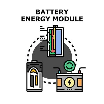 Battery energy module concept for electrical power storage Stock Illustration