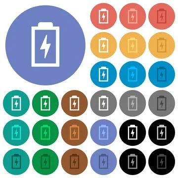 Battery with energy round flat multi colored icons Illustrazione stock