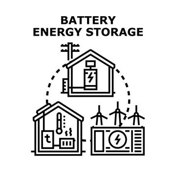 Battery energy storage system for alternative power Stock Illustration