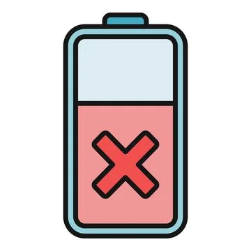 Battery error icon indicating low power and failure 库存插图