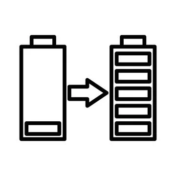 Battery fast charge icon linear logo mark in black and white Illustrazione stock