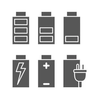 Battery flat icon set Stock Illustration