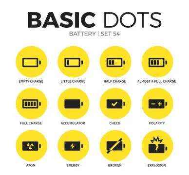 Battery flat icons vector set Stock Illustration