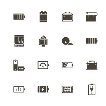 Battery - Flat Vector Icons Stock Illustration