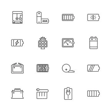 Battery - Flat Vector Icons Stock Illustration