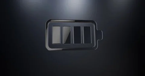 Battery Full Black 3d Icon Video stock 69779968