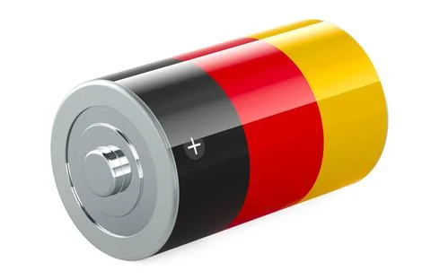 Battery with the German Flag. 3D rendering Stock Illustration