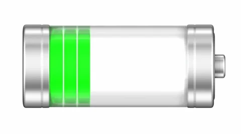 Battery with green charge progress indicator, 3D animation Video stock 51587049
