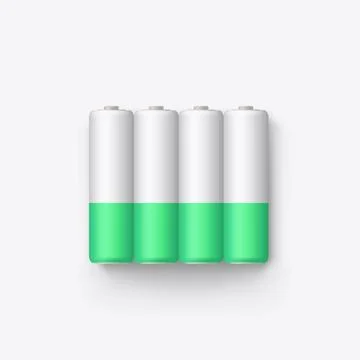 Battery group aa type lying on white Stock Illustration