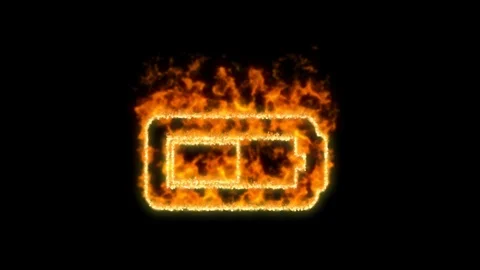 Battery half symbol inflames. Then disappears. In - Out loop. Alpha channel Stock Footage 102919060