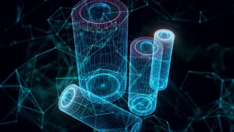 Battery hologram Close up Stock Footage 154844760