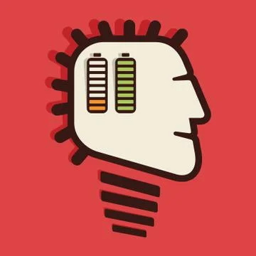Battery in human head vector Stock Illustration