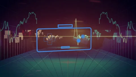 Battery icon and data graphs in futuristic animation on digital interface Video stock 305059663