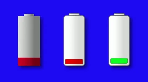 Battery icon animation on blue screen Stock Footage 10825232
