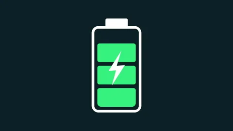 Battery icon battery with power level and lightning bolt 2d with Alpha Matte Stock Footage 335917451