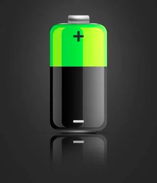 Battery icon on black background Stock Illustration