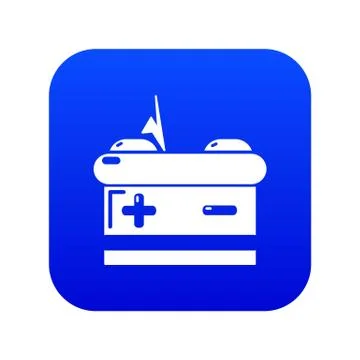 Battery icon blue vector Stock Illustration