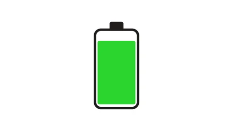 Battery icon charge slowly getting low to empty animation video Video stock 185960705