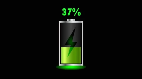Battery icon charging from 0 to 100 percent. Alkaline battery charging Stock Footage 164792059