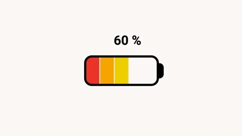 Battery icon charging from 0 to 100 percent. Stock Footage 211620864
