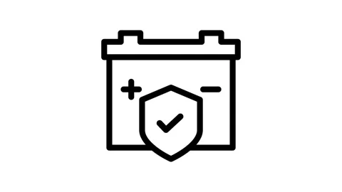 Battery icon with a check mark, indicating full charge or successful comple.. Stock Footage 334918954