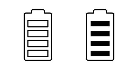 Battery icon collection in black, Line icons, flat symbols Stock Illustration