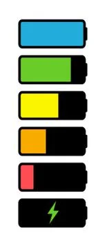 Battery Icon collection set isolated on white.  Illustration Illustrazione stock