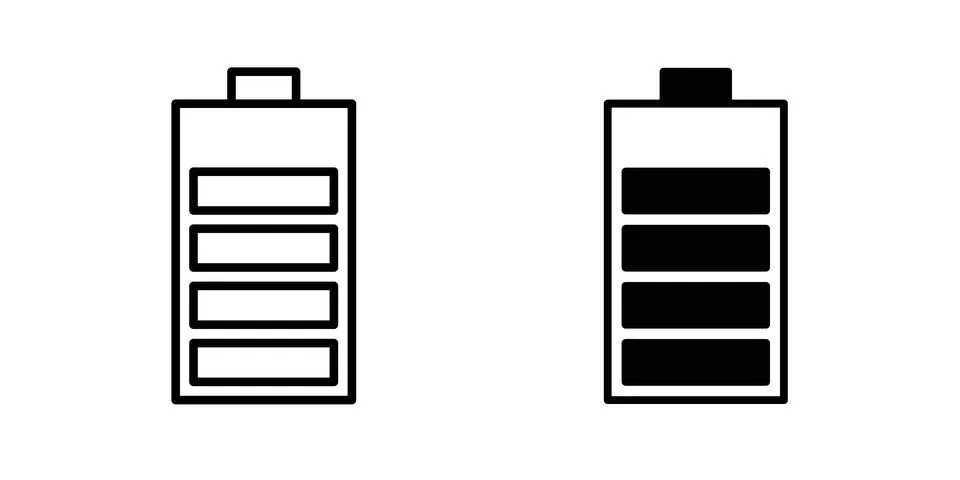 Battery icon for design projects and web UI Stock Illustration