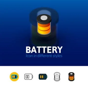 Battery icon in different style Stockillustratie