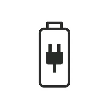Battery icon with electric plug charge energy power indicator isolated Stock Illustration