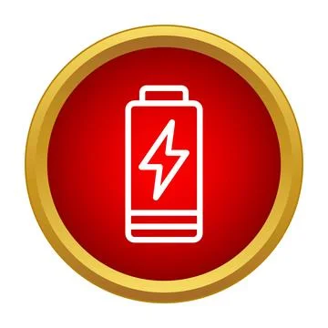 Battery icon featuring lightning bolt on red circle 스톡 일러스트