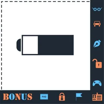 Battery icon flat Stock Illustration