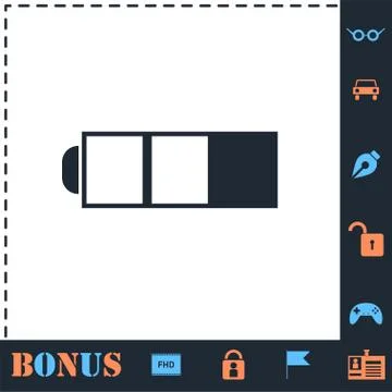 Battery icon flat Stock Illustration