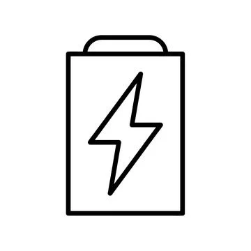 Battery icon. Flat pictogram for web. Line stroke. Simple accumulator symbol  Stock Illustration