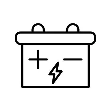 Battery icon. Flat pictogram for web. Line stroke. Simple accumulator symbol  Stock Illustration