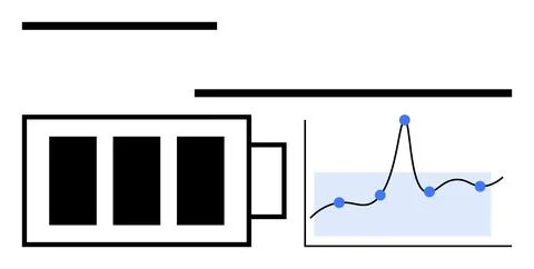 Battery Icon with Graph Indicating Power Management and Data Analytics Illustrazione stock