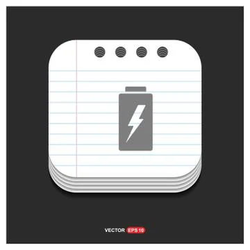 Battery Icon Gray icon on Notepad Style template Vector EPS 10 Free Icon 스톡 일러스트