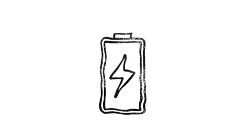 Battery icon in hand draw style. Motion graphics Видео 151559978