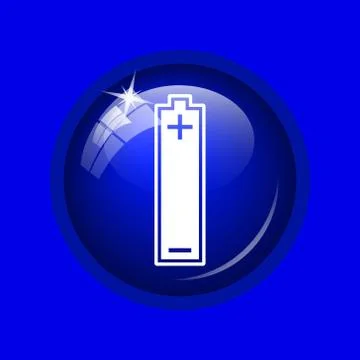 Battery icon. Internet button on blue background. . Stock Illustration