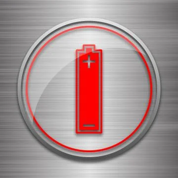 Battery icon. Internet button on metallic background.. Stock Illustration