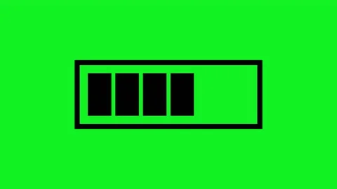 Battery Icon Isolated On Green Screen, Black Charging Sign Animation Chroma Key Stock Footage 154248905