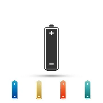 Battery icon isolated on white background. Set elements in color icons. Vector Stock Illustration