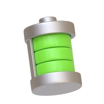 Battery icon isolated on white background. 3D icon, sign and symbol Stock Illustration