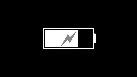 Battery Icon with Lightning Bolt Animation, Battery Charging Animation  Pow.. Stock Footage 311712252