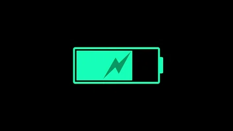 Battery Icon with Lightning Bolt Animation, Battery Charging Animation  Pow.. Stock Footage 311712401