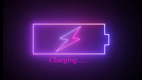 Battery icon with lightning bolt on a black background. Lightning blinking .. Stock Footage 294226813