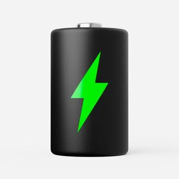 Battery icon on a plain background. 3d render. Stock Illustration
