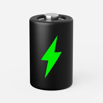 Battery icon on a plain background. 3d render. Stock Illustration