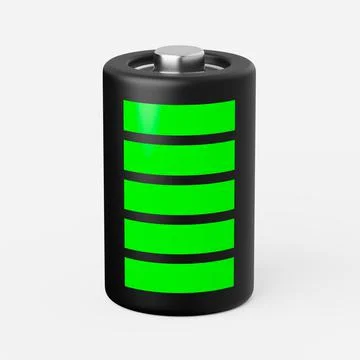 Battery icon on a plain background. 3d render. Stock Illustration